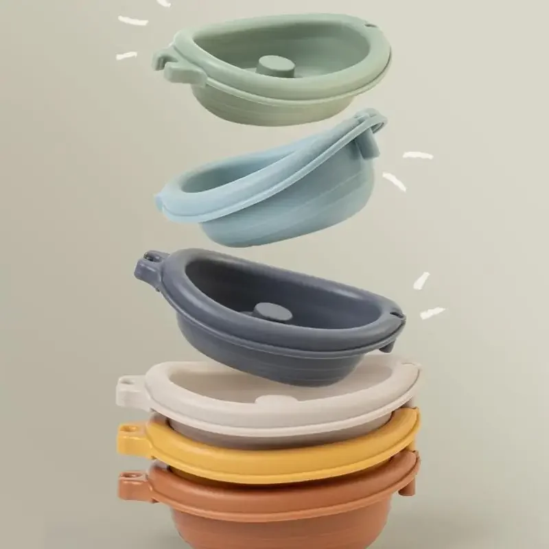 赤ちゃん安全フローティングスタッキングボート動物指人形インタラクティブお風呂おもちゃ幼児の感覚発達 15UB