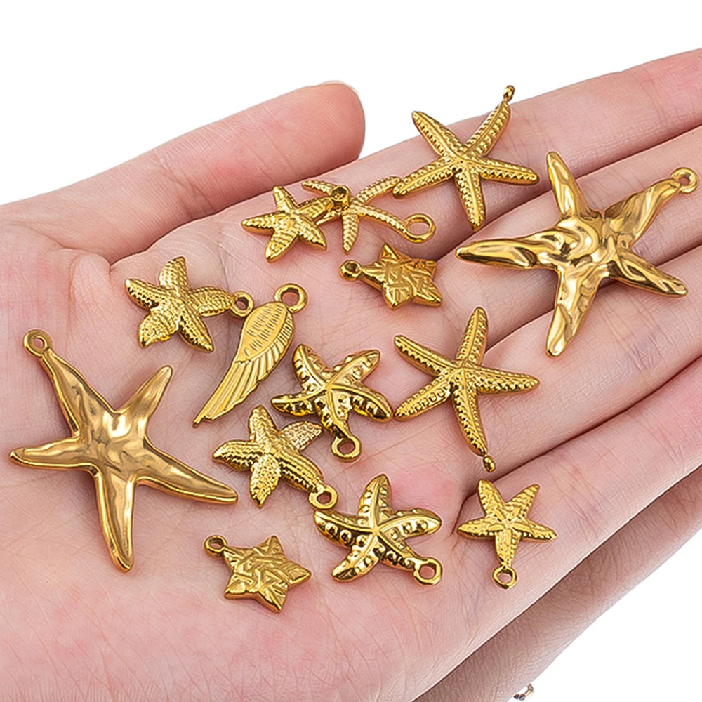 5 Pieces Stainless Steel Summer Multi Style Starfish Pendant for DIY Earrings Necklace Pendant Jewelry Making Materials