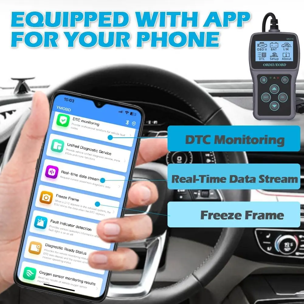 OBD2-scannertool met Bluetooth voor lichtcodelezer van automotor