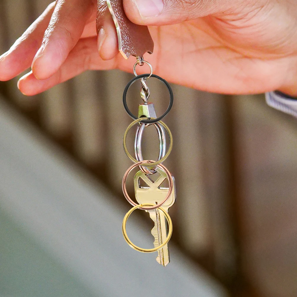 

200pcs 25mm Key Rings Round Metal Split Rings Vintage Style Keychains Portable Accessories Colored Alloy Retro