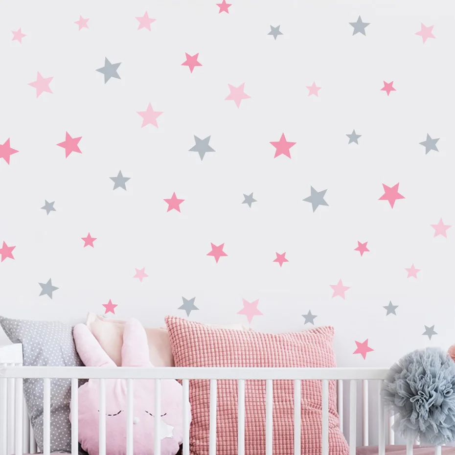 Cartoon Stars Beige Wall Stickers Removable Nursery Wall Decals Poster Print Children Kids Baby Room Interior Home Decor Gifts