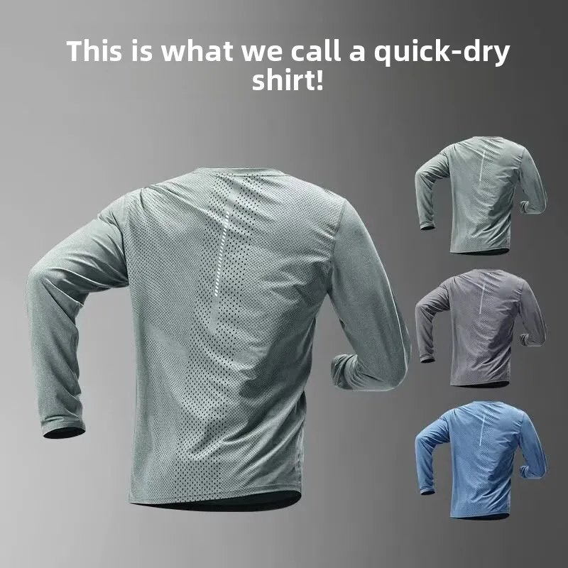 Men's Long Sleeve Running T-Shirt Quick Dry Breathable Loose Fit Basketball Sports Training Mountain Climbing Sweat Absorbent...