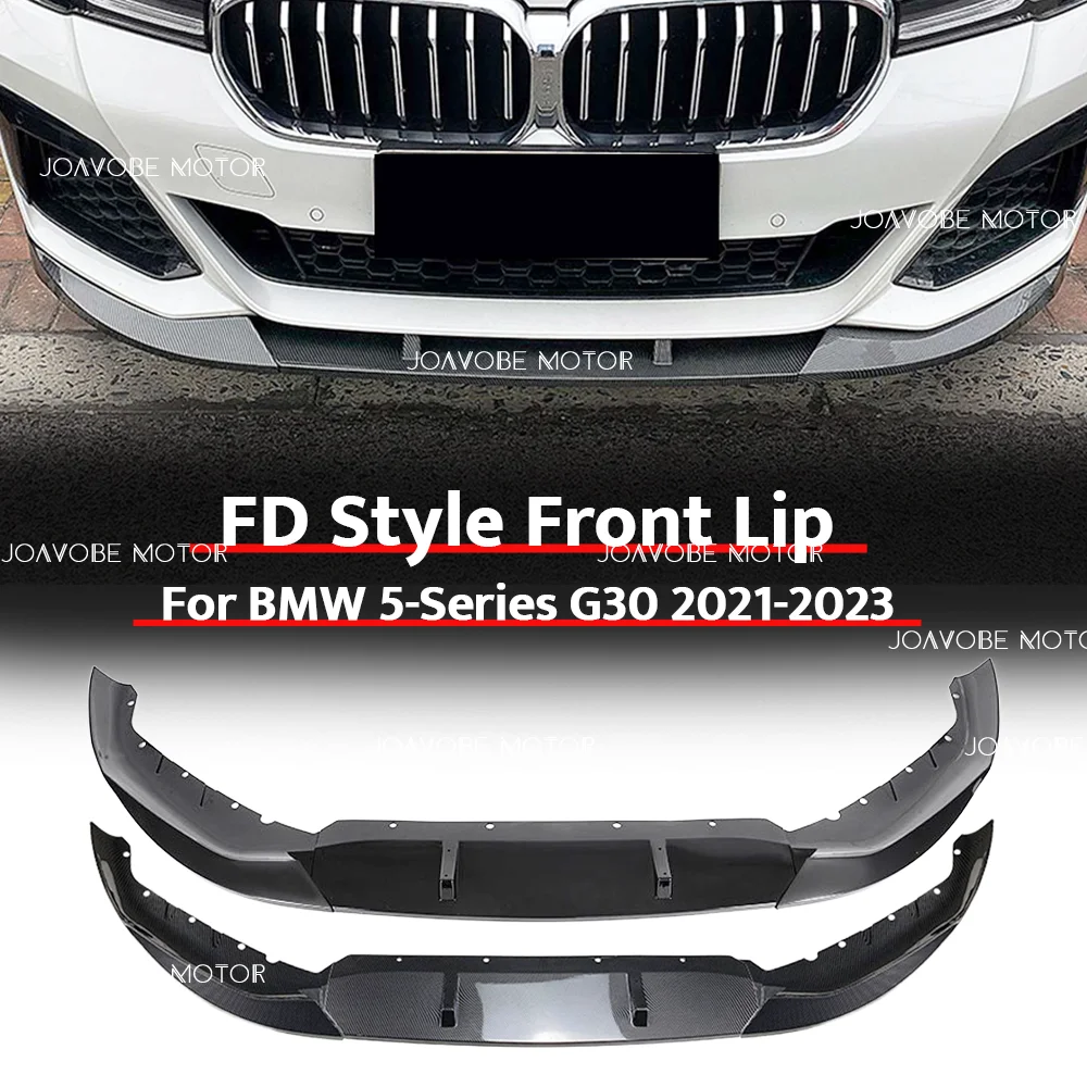 

Glossy Carbon Fiber Look Glossy Black 3-Piece FD Style Front Bumper Lip Spoiler For BMW 5-Series G30 2021-2023