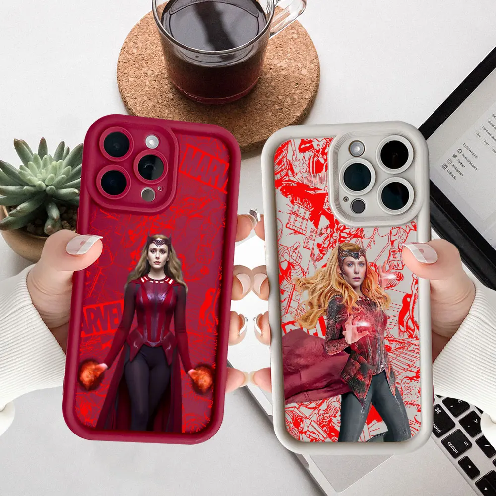 

Marvel Hero Wanda Scarlet Witch Phone Case For iPhone 17 Air 16 16e 15 14 Plus 13 12 11 17 Pro Max Coques Liquid Silicone Cover