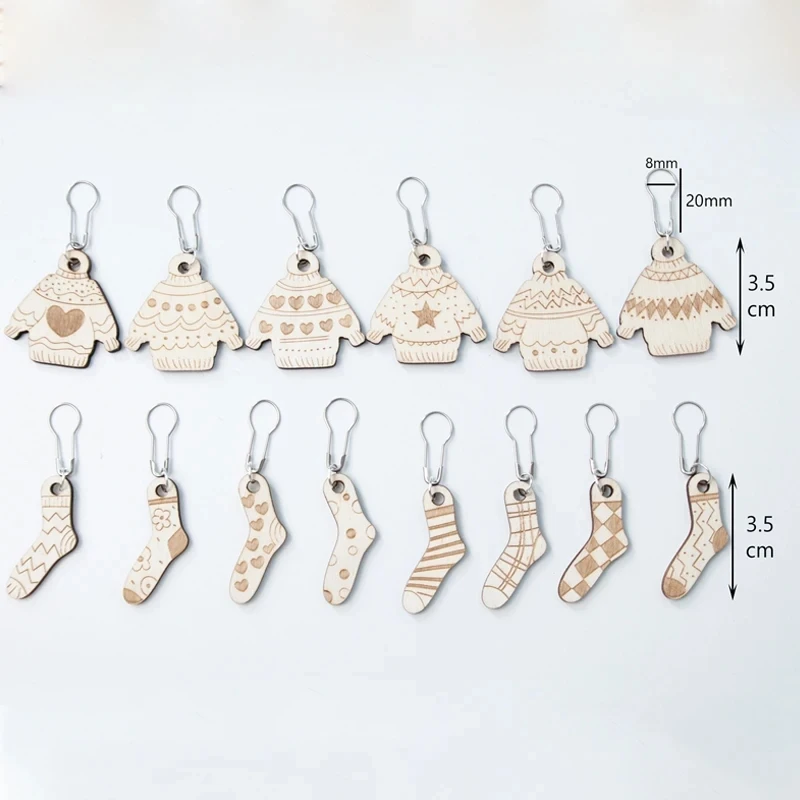 4 Types Wood Knitting Stitch Markers Round Flower For DIY Craft Marker Kits Needle Clip Metal Hooks DIY Making Knitting Tools