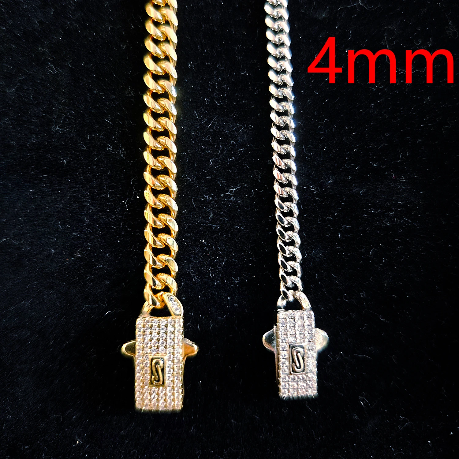Conjunto de 2 piezas de Monaco de 4MM, collar de pulsera de plata dorada, joyería de 2 piezas, cadena fina minimalista para hombres y mujeres
