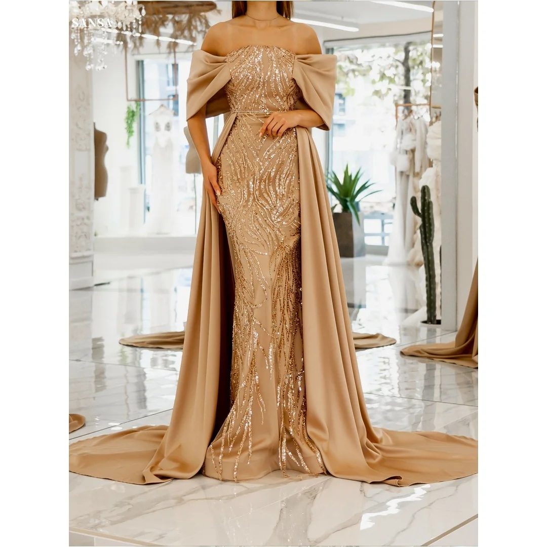 

Sansa Customized Sequins Off The Shoulder Prom Dresses Mermaid Trailing فساتين للمناسبات الخاصة Floor-Length vestidos de festa