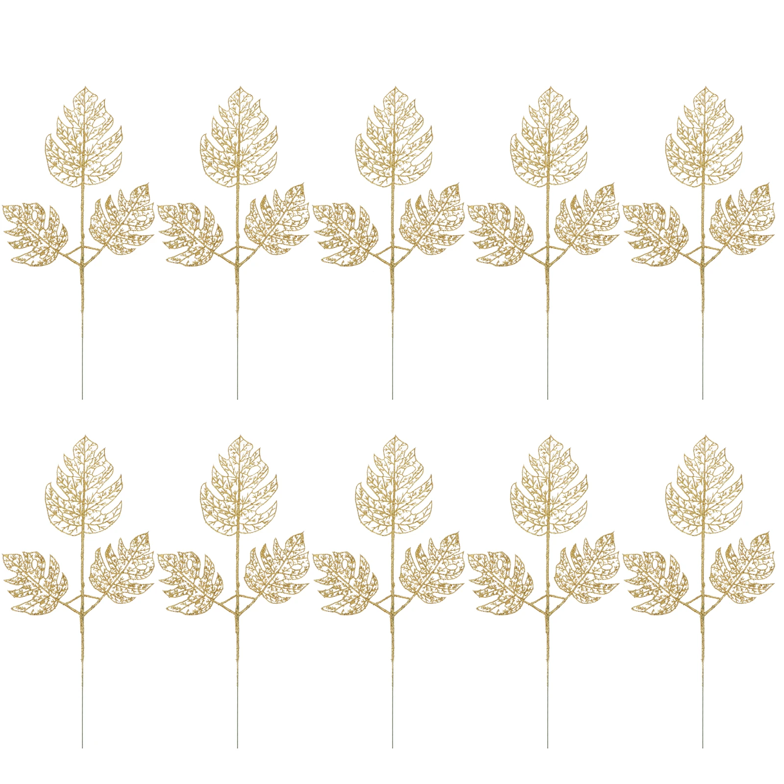 

10Pcs Glitter Leaf Christmas Ornament Delicate Elegant Leaves for Xmas Tree Holiday Event Art Craft Works Gift Idea