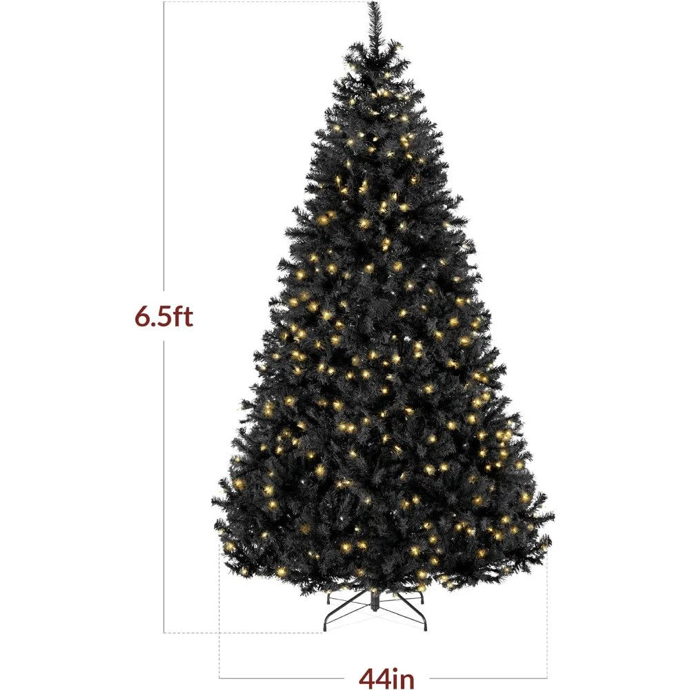 1,80 meter hoge, voorverlichte zwarte kunstkerstboom - volledig versierde vakantiehuis- en kantoordecoratie - ideaal voor feesten en