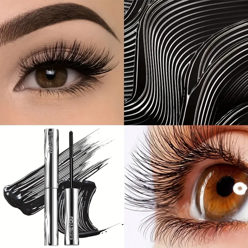 Máscara de tubo de acero, fórmula resistente al agua y al sudor, espesa y alarga el rizo, efecto completo natural duradero, maquillaje de fiesta