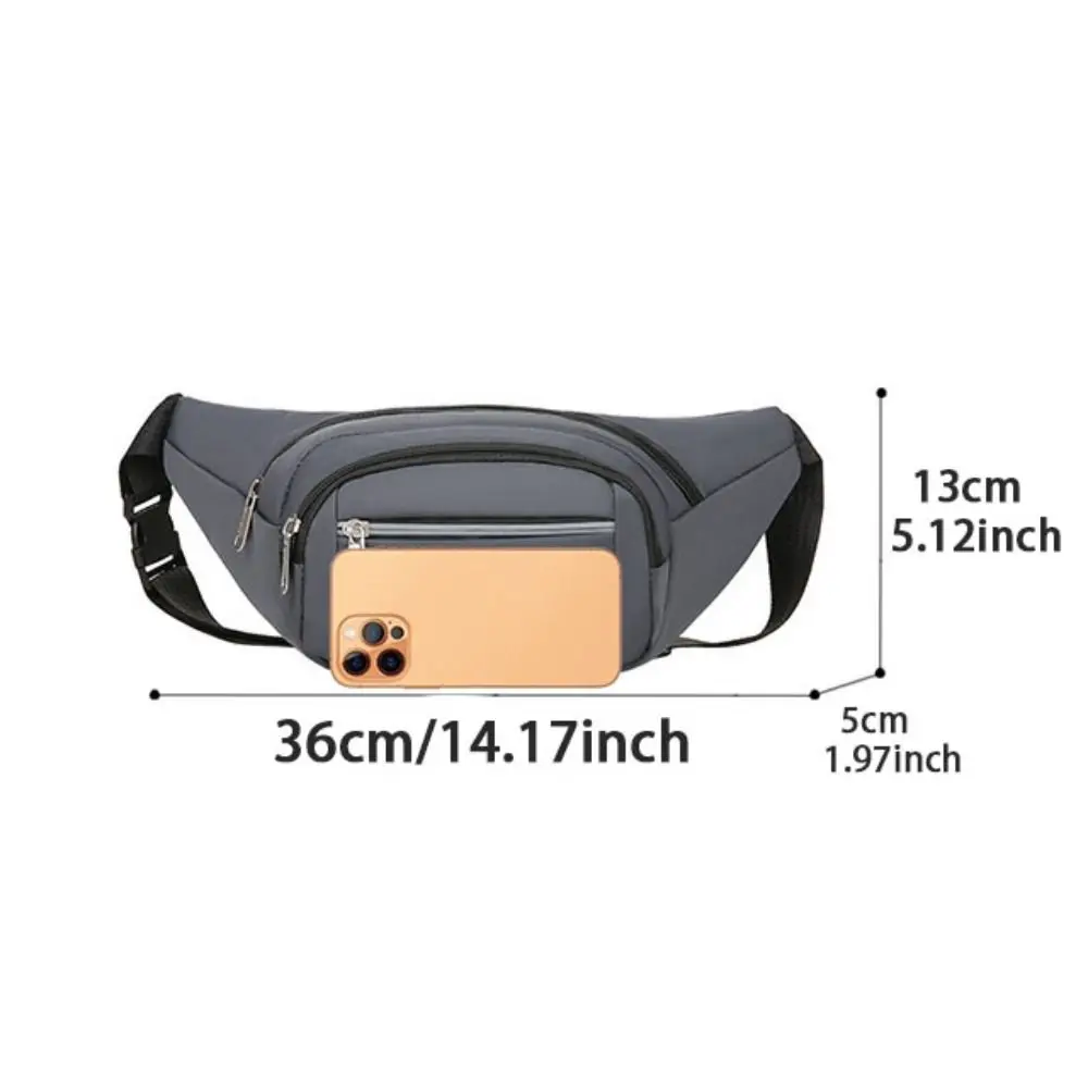 Letter Men's Waist Belt Bag Large Capacity Travel Purse Nylon Waist Pack Reflective Stripe Storage Holder Phone Pouch Running