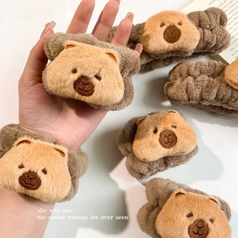 カピバラヘアバンド,豪華なヘッドバンド,柔らかいイルカの髪のフープ,女性のための防水リストストラップガード