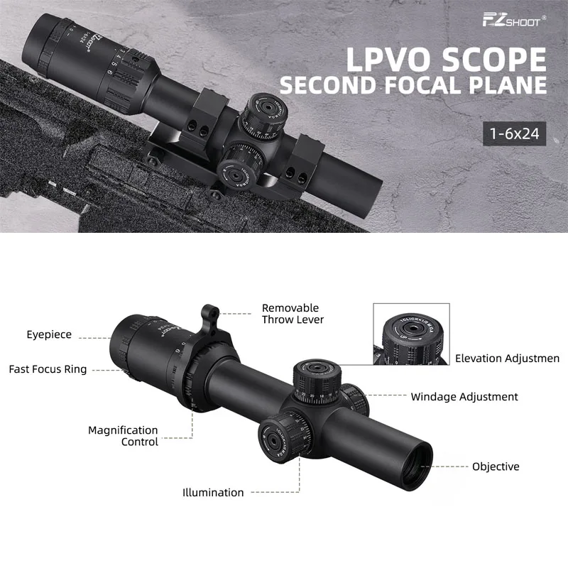 

EZshoot LPVO Rifle Scope Cantilever Mount Illuminated Rangefinder Reticle Scope Second Focal Plane with Zero Reset for Hunting