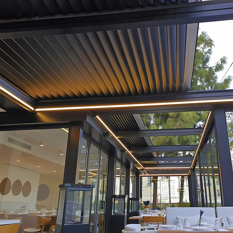 Electric Flap Shutters Aluminum Pergola High grade Luxury for Poolside Retreats in Villas  pergolas