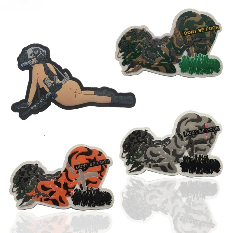 

3D Rubber Sexy Girl Patches Tactical Military Badge Hook&Loop Applique DONT BE POOR Night Vision Goggles Beauty Sniper Patch