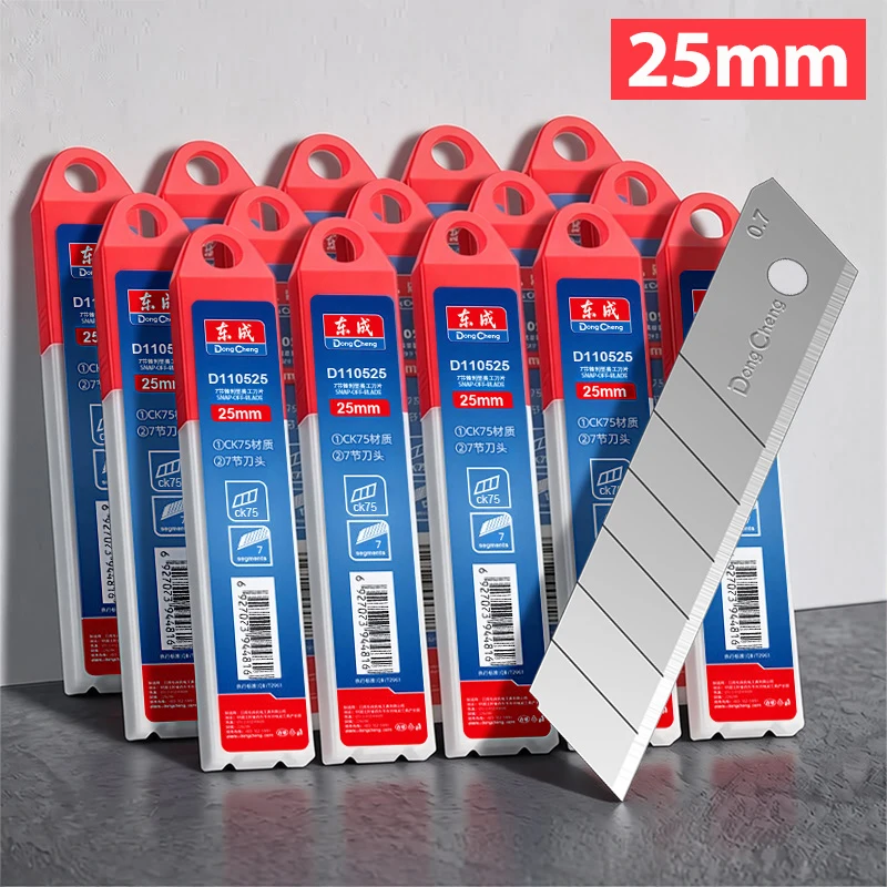 DELI 25mm Utility Knife Replacement Blades 0.7mm Thick CK75 Steel 60° Snap Off Box Cutter Blades Heavy Duty for Cardboard Carpet