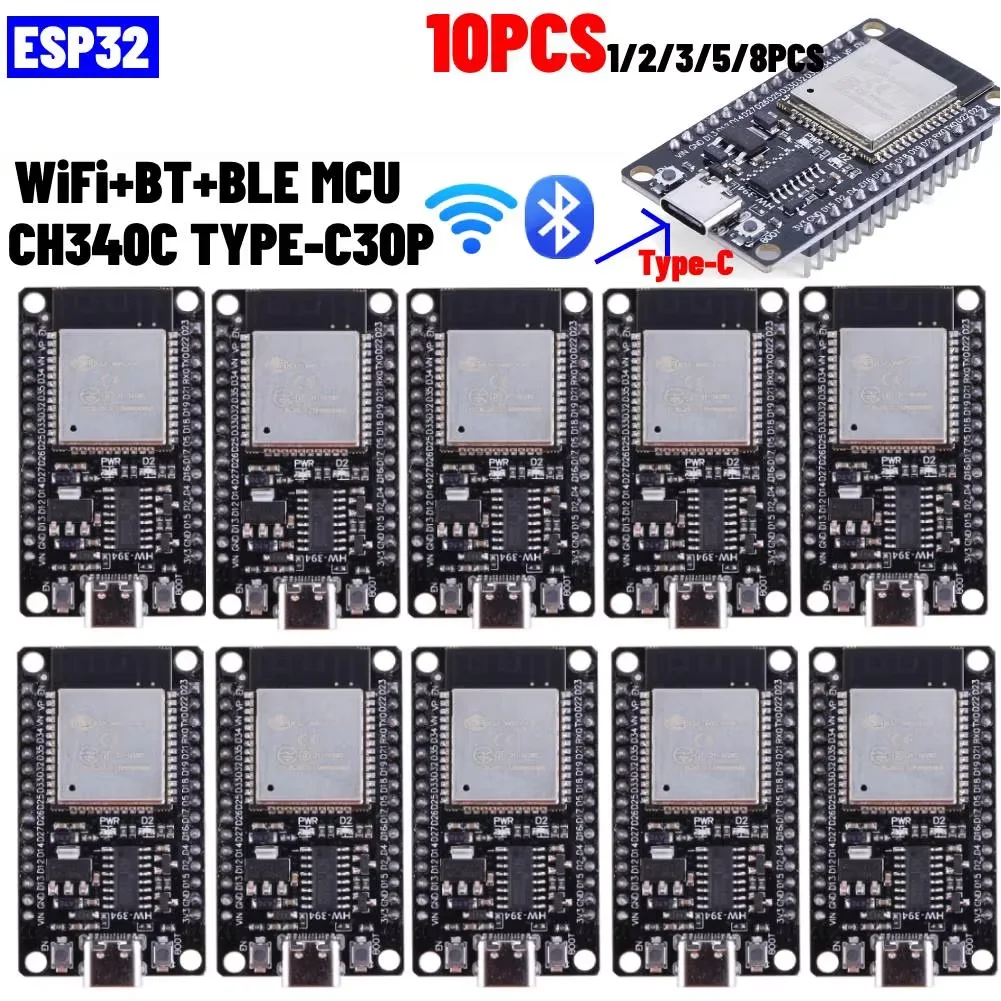 

Плата разработки ESP32 5 В TYPE-C CH340C WiFi + Bluetooth со сверхнизким энергопотреблением SPI Flash Беспроводной модуль 32 Мбит