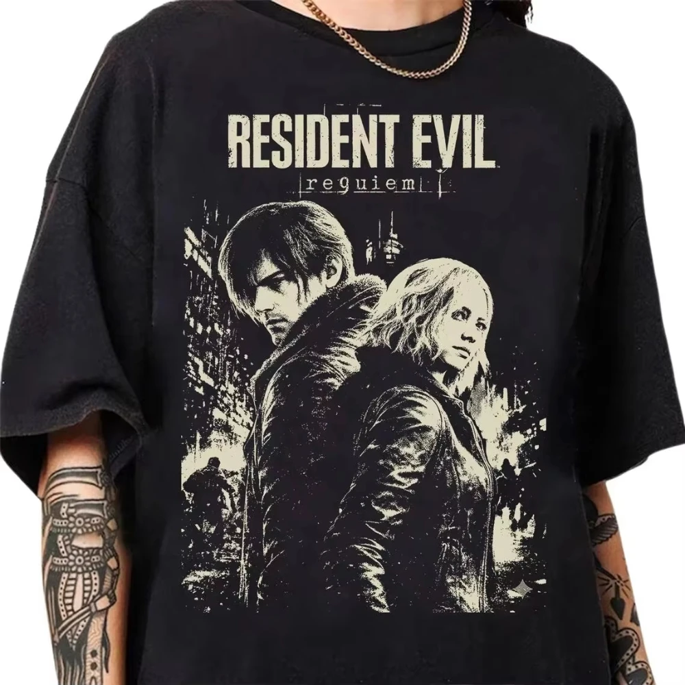 2026Vintage Oversized T‑Shirt For Adults Zombie City Apocalypse  Film Poster Front Print Theme Art Loose Short Sleeve Street Tee