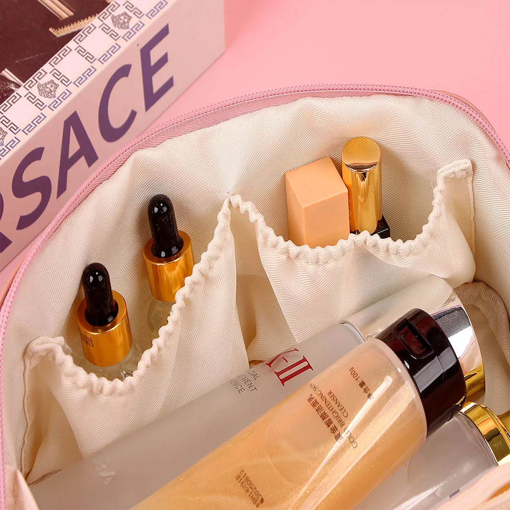 Custom PU Leather Large Capacity Multifunctional Makeup Bag With Any Name, Embroidered High-end Sense Ins Style Wash Bag