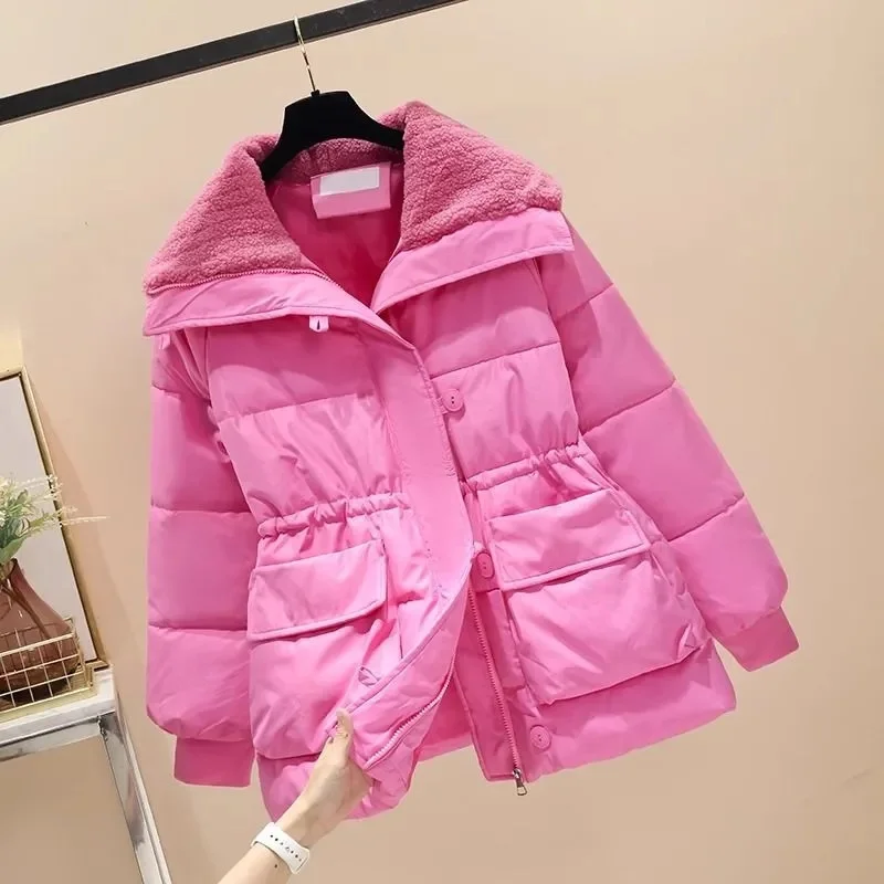 Women\'s Jacket 2024 New Winter Coat Parkas Cotton-padded Clothes Short Korean Stand Collar Thicken Bread Jacket Puffer Ottwear