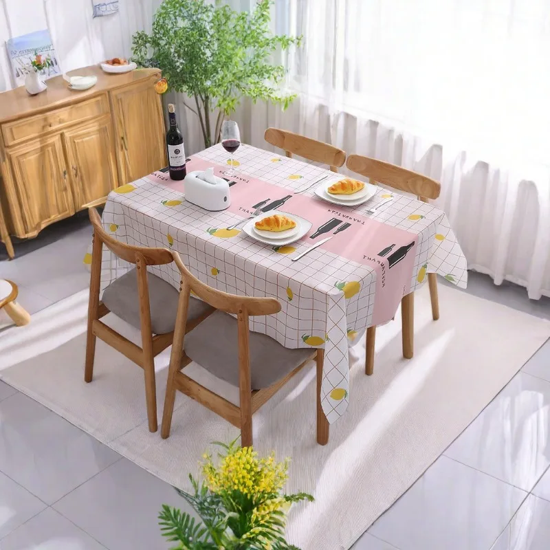 Minimalist Nordic PEVA Tablecloth Waterproof Oilproof Stainproof Table Cover for Home Picnic Student Use 1PC