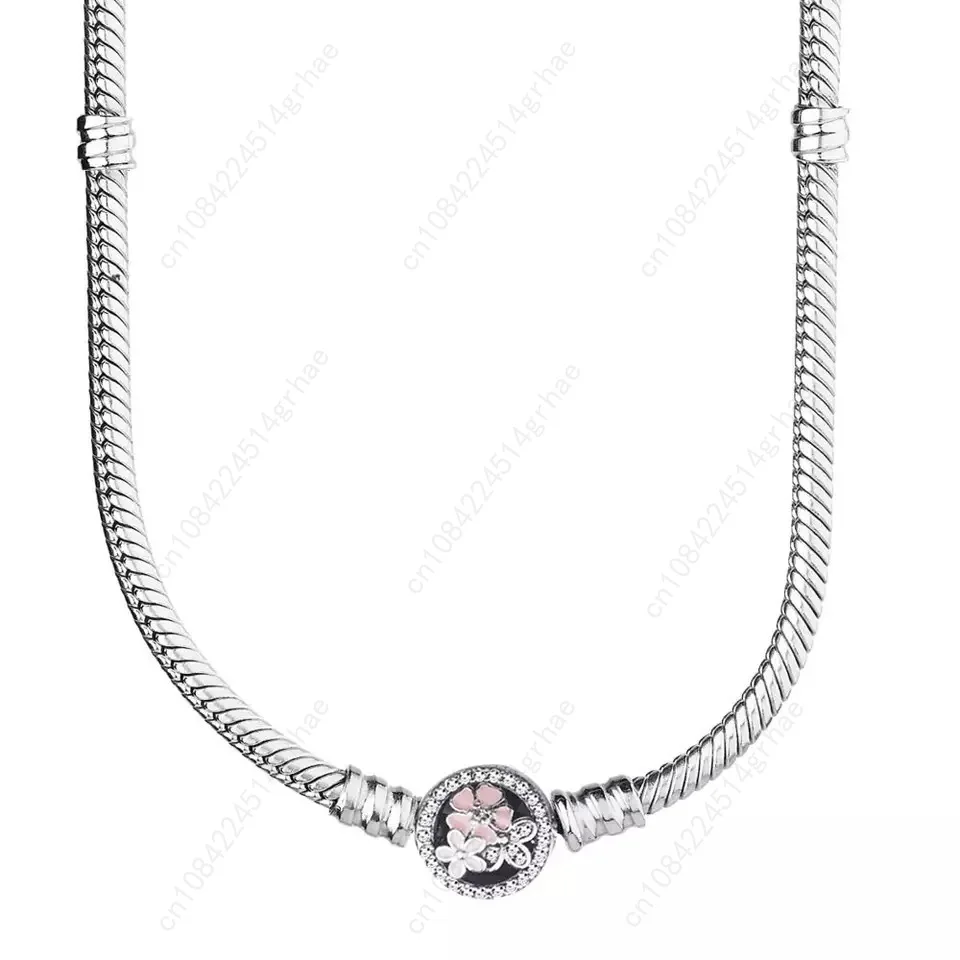 Vendita calda classica in argento sterling 925% a forma di cuore quadrato rotondo zircone collana in osso di serpente accessorio di gioielleria raffinata per le donne regalo