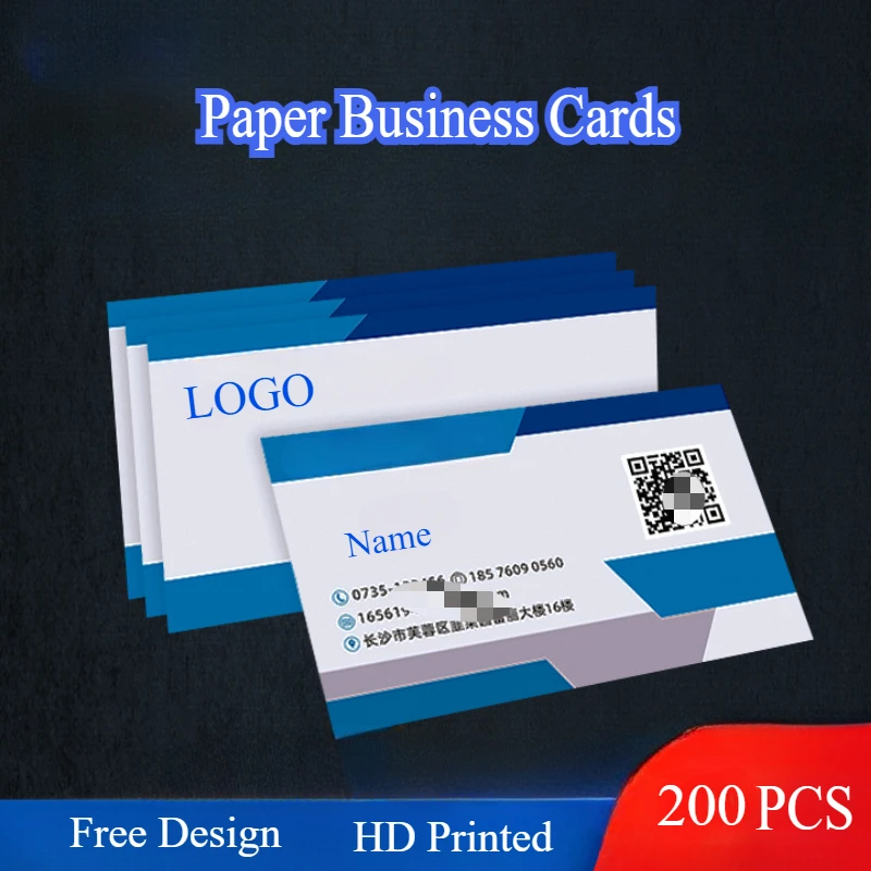200 PCS Personalized Business Card Customized LOGO Text Printing Free DESIGN ID Card Thank You Card Kraft Customized
