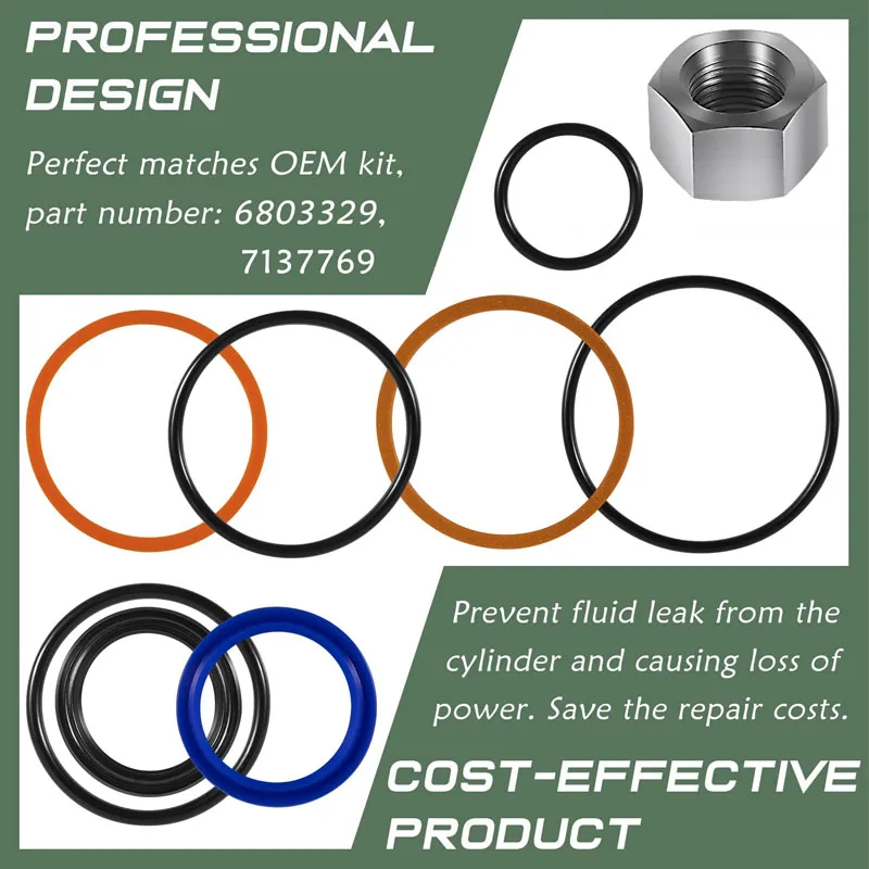 NONY 6803329 7137769 Hydraulic Lift Cylinder Seals Kit Fits for Bobcat 444, 500, 520, 530, 533, 540, 542B, 643, 731, 743 Etc