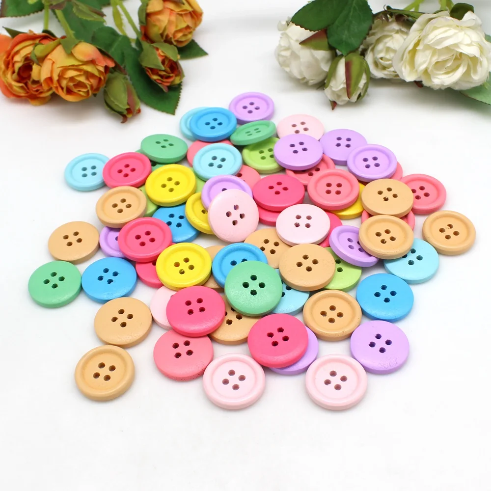 50pcs/lot Round Wood Buttons for Crafts Accessories Handwork Sewing Scrapbooking Clothing Gift Card DIY Handmade 15/20/25mm