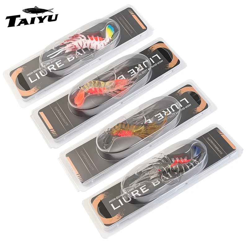Taiyu Fishing Soft Lure Egg-carrying Shrimp 9cm 7.7g Realistic Shrimp Soft Bait Artificial Fish Bait with Barb Single Hook