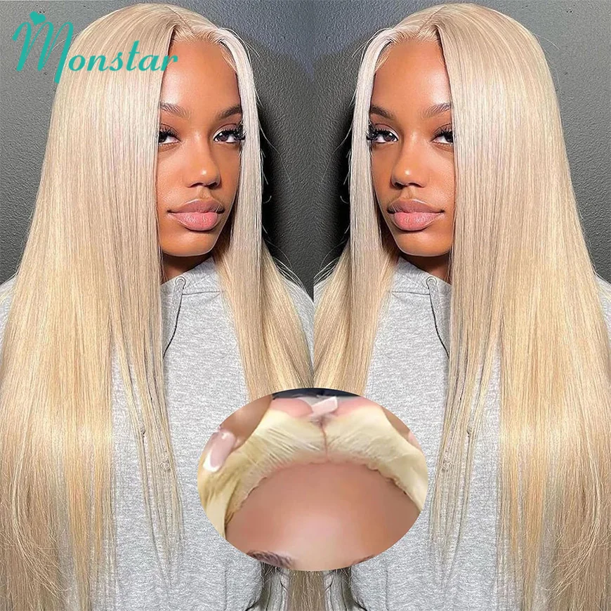 Blonde Straight Glueless Wig Human Hair Ready To Wear Pre Plucked Pre Cut 5x5 Closure Wig for Women 613 Hd Lace Frontal Wig 13x6