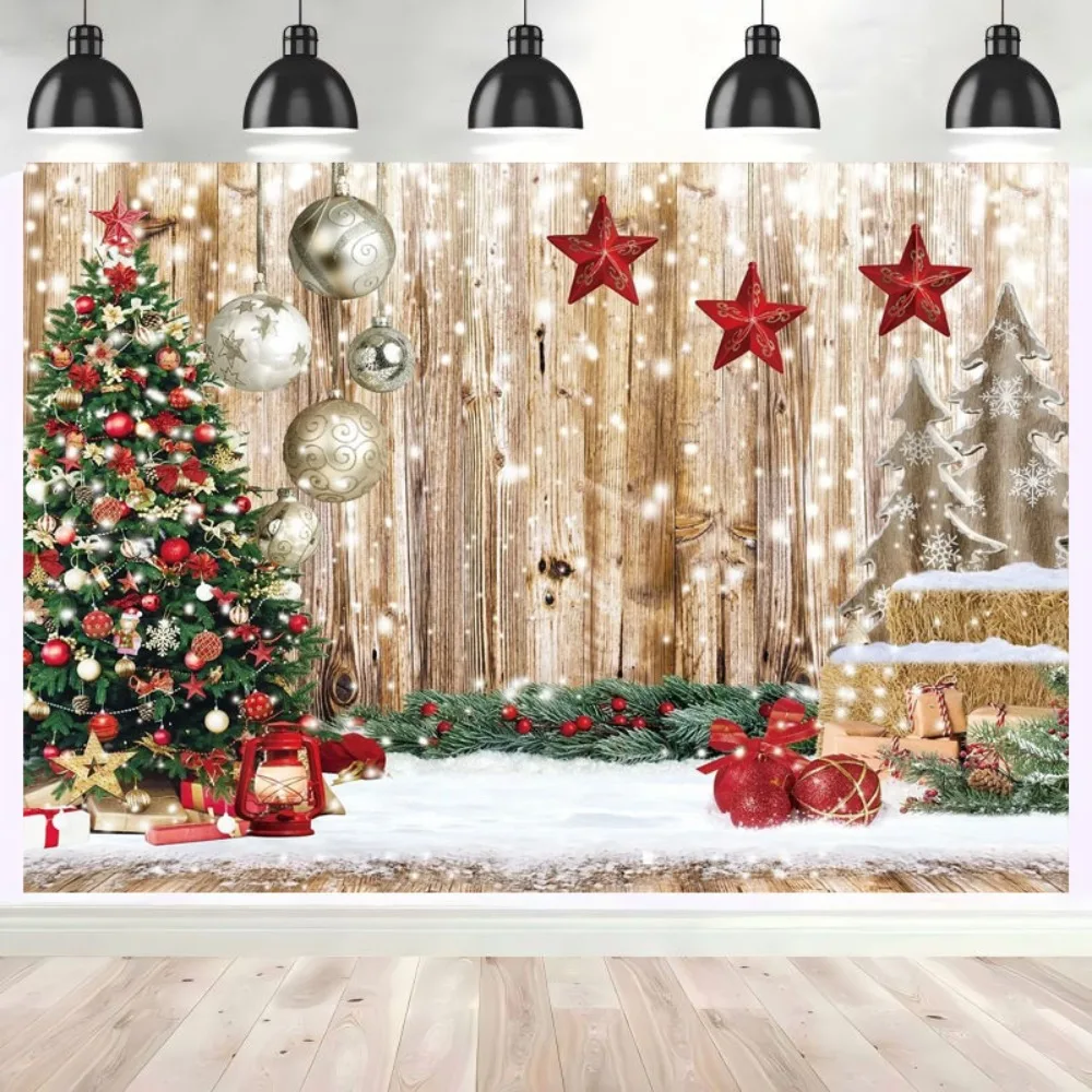 Weihnachtshintergründe für Fotografie Winter Schnee Hintergrund Holzboden Hintergrund Weihnachtsbaum Geschenk Weihnachten Familie Party Hintergrund