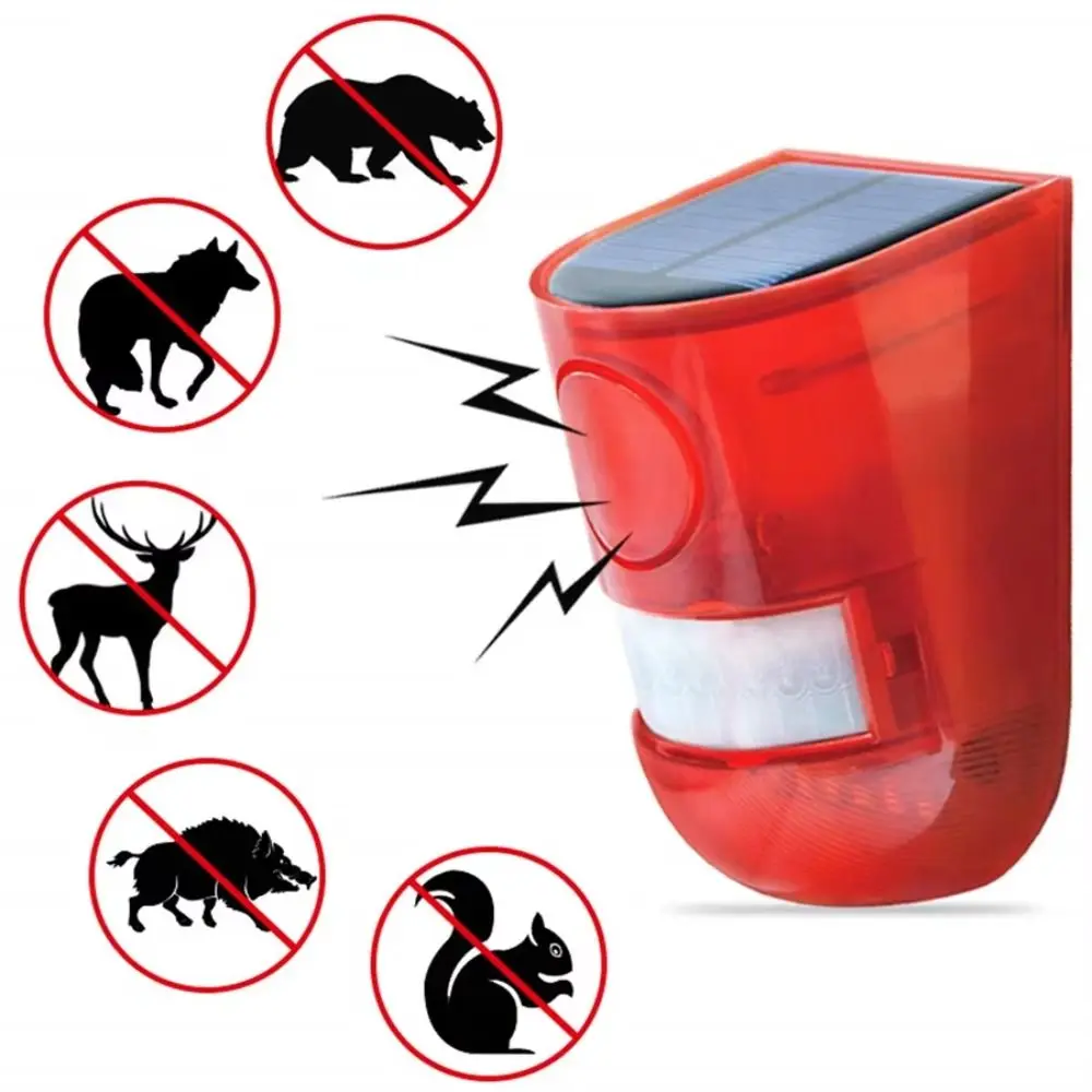 Waterproof Solar Alarm Rechargeable Portable Solar Charging Alarm Animal Deterrent Multifunctional Solar Lamps Field Security