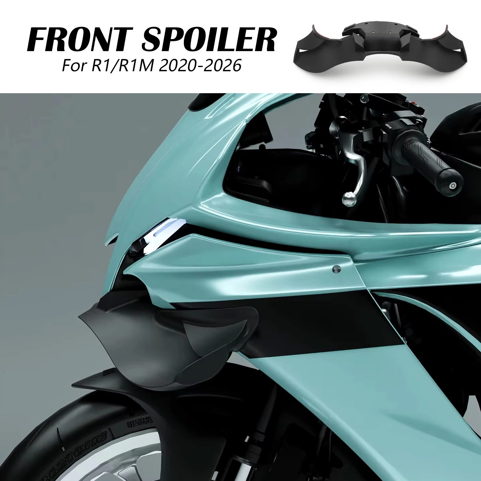 For YAMAHA R1 2025 R1M YZF-R1 R1M 2020-2026 Motorcycle Front Side Spoiler Winglet Aerodynamic Wing ABS Black Spoilers Kit Fairin