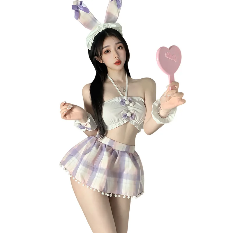 

Новинка: Женский сексуальный комплект белья из двух частей для косплея в стиле кролика, наряд для взрослых женщин для ночных клубов и вечеринок, милый костюм горничной.