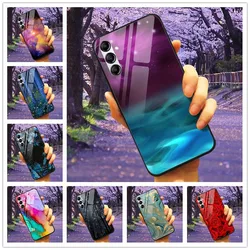 For Samsung A24 4G A34 Case Tempered Glass Lake Moon Hard Phone Cover for Samsung Galaxy A54 5G Funda on GalaxyA24 A 24 Coque