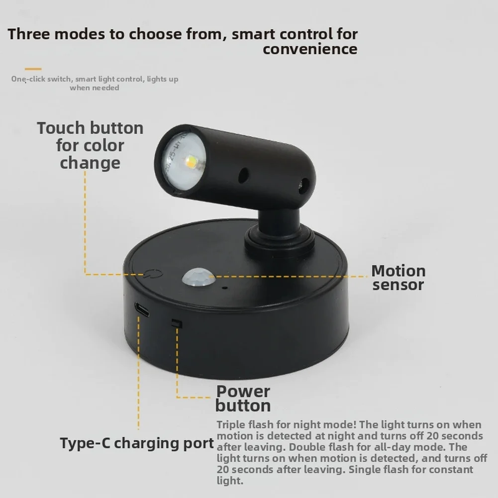 Charging Magnetic Attraction Spotlight for Hallway and Entryway Use with USB Power Touch Remote and Motion Detection