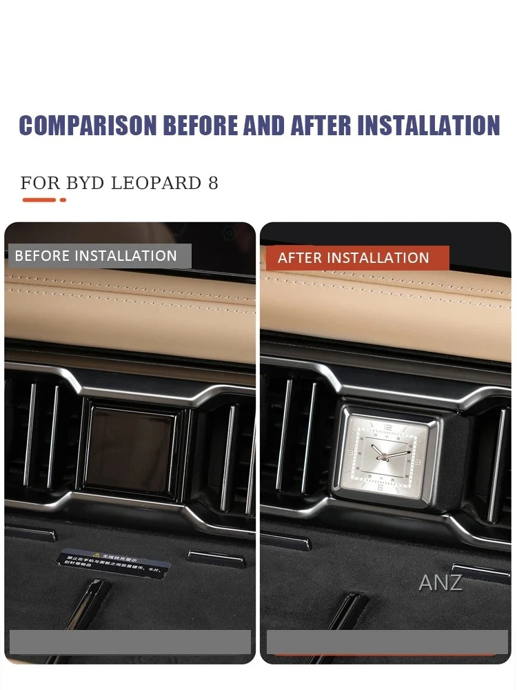 For BYD Leopard8 FC8 black Car Central Control Quartz Watch Air Vent Luminous Clock Interior Decor Accessories Universal Fit