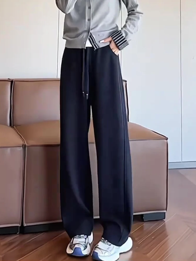 

Narrow Wide Leg Pants Women's Fce Lined Banana Straight Cut Trousers Commute Sle High Waist Autumn Faion plus Size