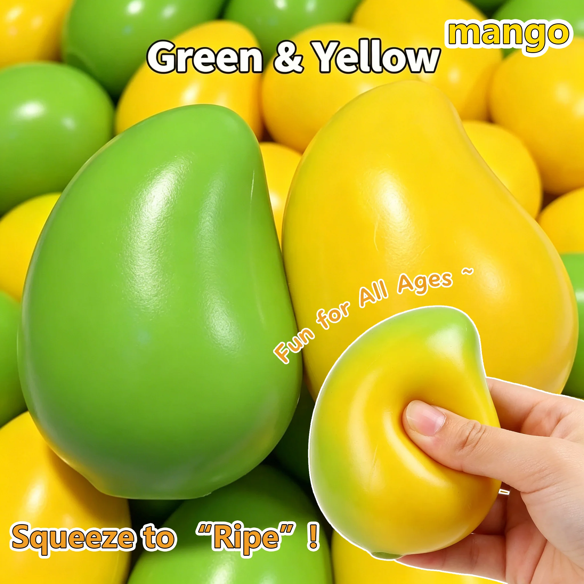 Color-Changing Mango Flour,Stress Relief & Anger Vent Toy, Slow Rebound Squeeze Ball,Sensory ASMR Fidget Toy for Adults