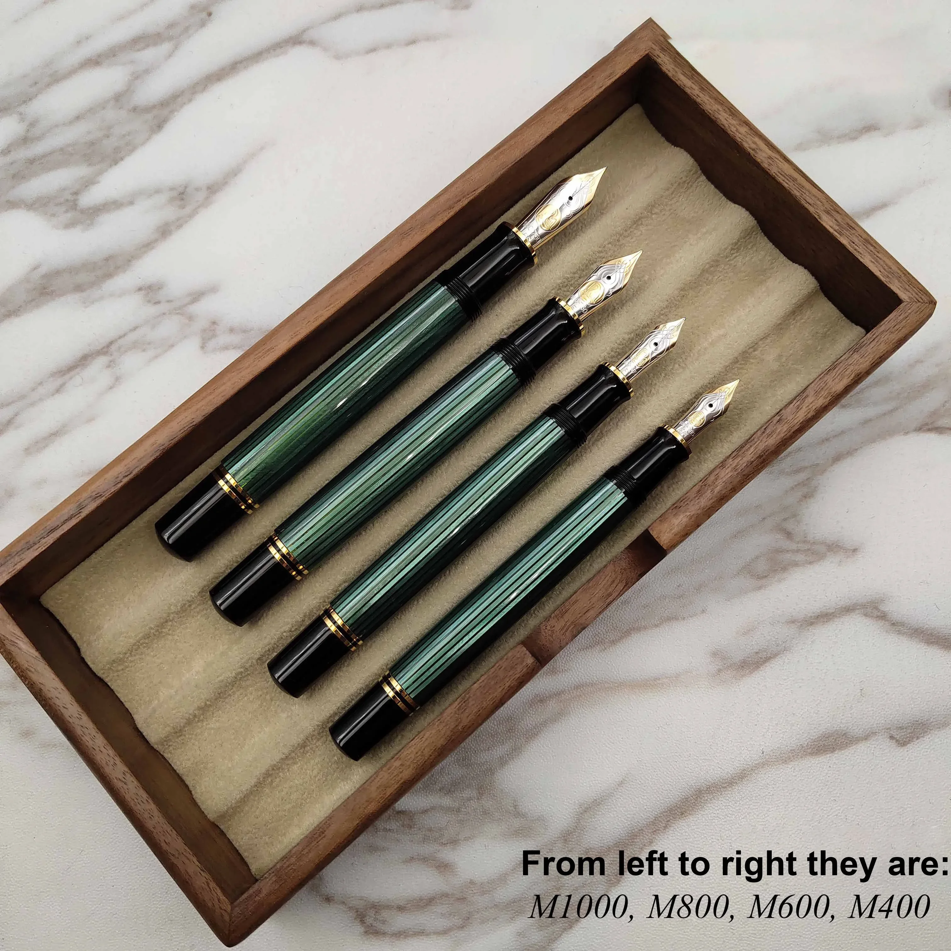 German Original Pelikan M1000 18K Gold Nib Fountain Pen Black Green Strip Blue Strip Emperor Series Soveran Business Gift