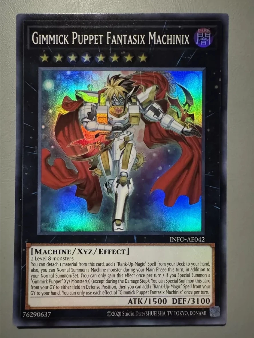 Yugioh KONAMI Duel Monsters INFO-AE042 Gimmick Puppet Fantasix Machinix Super Rare Asian English Collection Mint Card