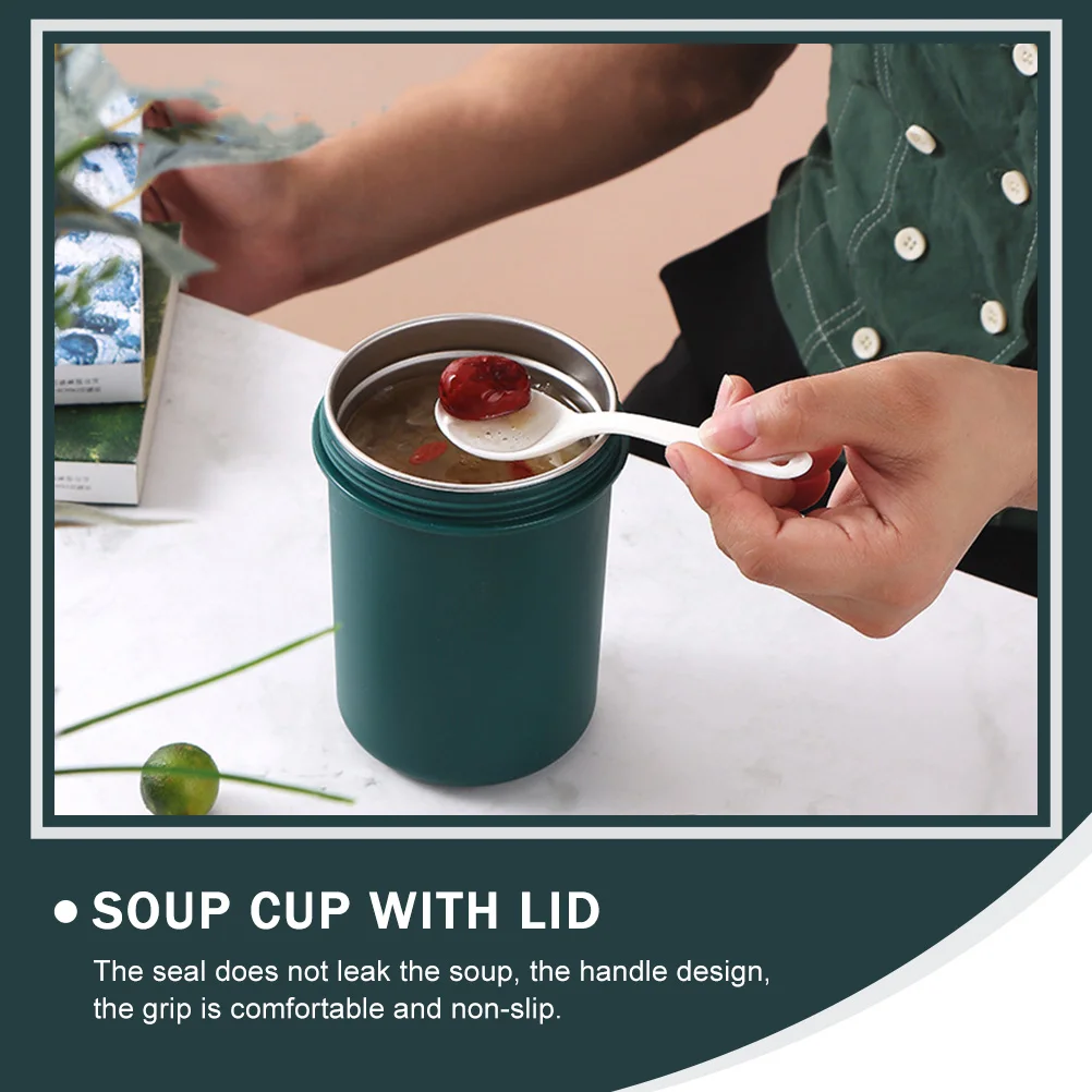 

1pc Oatmeal 420Ml Portable Soup Breakfast Microwave Milk Cup Cup For Breakfast Leakproof Cereal Container Dark Green