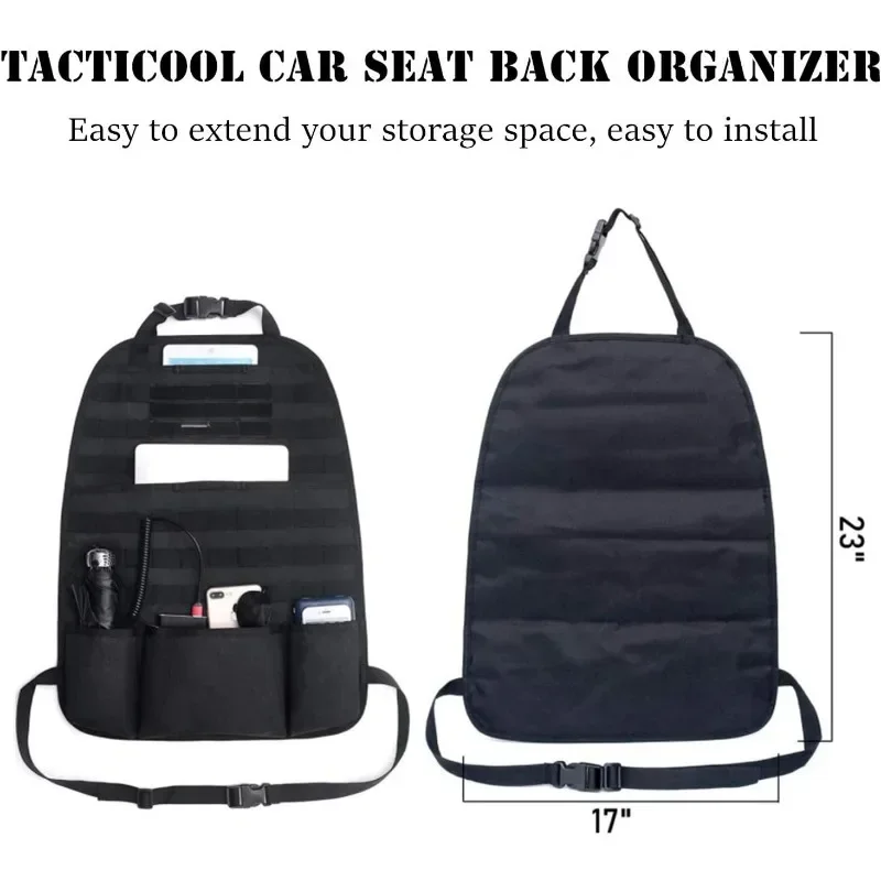Car Seat Back Organizer Tactical Molle Car Seat Storage Panel Universal Self-driving Hunting Vehicle Seat Cover Bag Accessories