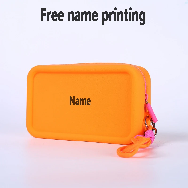 Silicone Square Bag, Free Name Printing, Makeup, Coin Purse, Travel, Toiletries, Handbag, Personalized Customization
