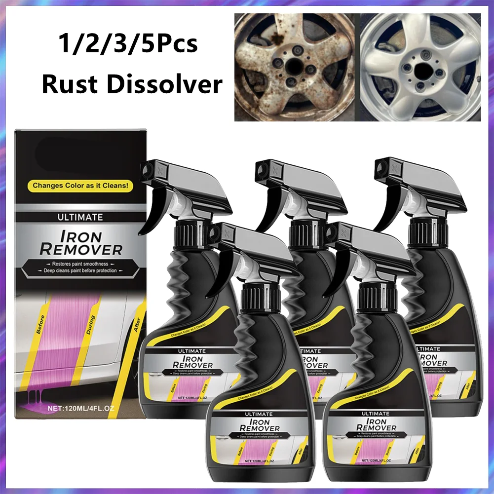 1-5Pcs Car Wheel Cleaner Rust Remover Auto Degreaser Polisher for Alloy Rims Metal Parts Anti-Rust Protection Fast Acting Spray