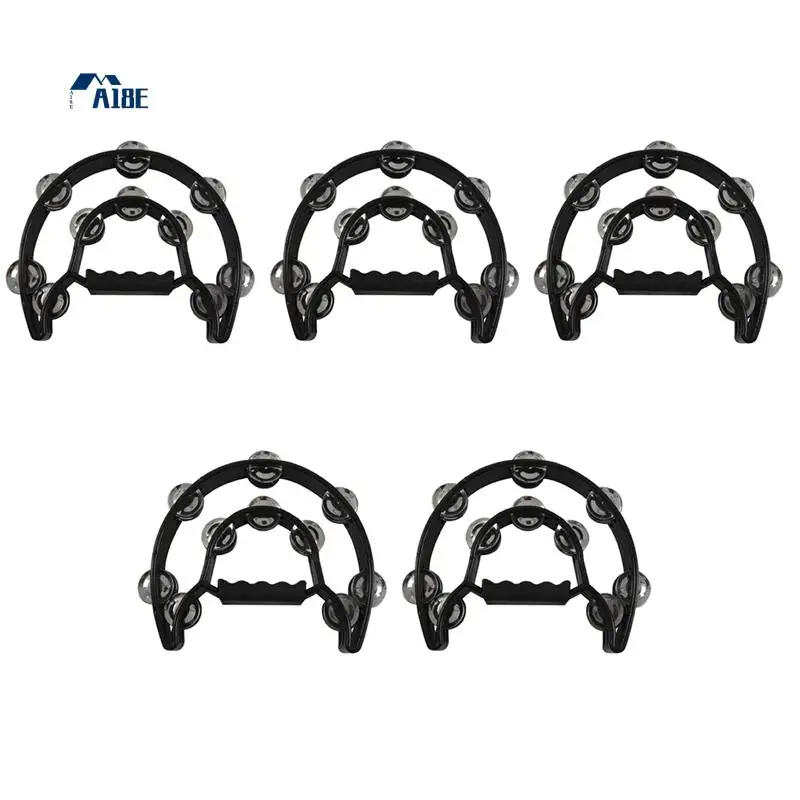 

A18E-5X Compact Double Half Moon Music Tambourine Percussion Tamborine Drum Durable