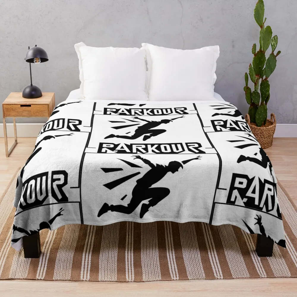 PARKOUR: Flight silhouette, framed image Throw Blanket Luxury Designer Luxury St heavy to sleep Shaggy Blankets