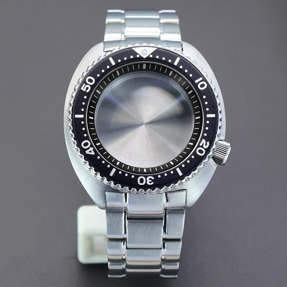 45mm Men's Diver Waterproof Watch Case For Mod Abalone NH34 NH35 NH36 38 Movement Sapphire Glass Watch Case 20atm Steel Bracelet