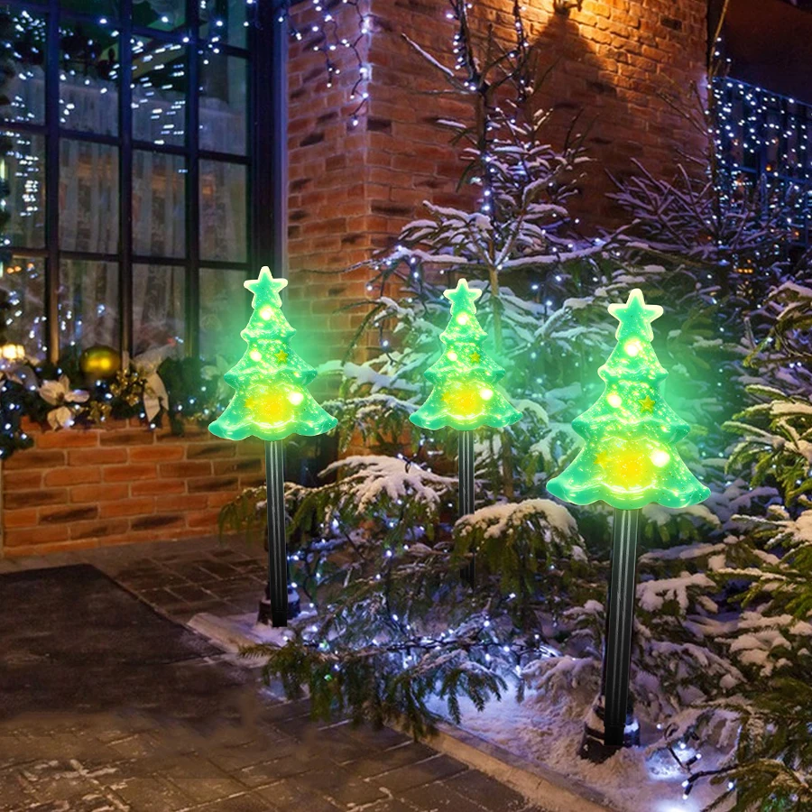 Solar LED Christmas Tree Ground Mounted Lamp Outdoor Garden Courtyard Christmas Atmosphere Landscape Decoration Lights